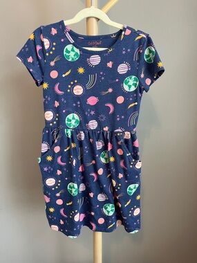 ⭐️⭐️ PICK 5 / $20 Cat & Jack Girls' Navy Space Print Dress Medium 7/8